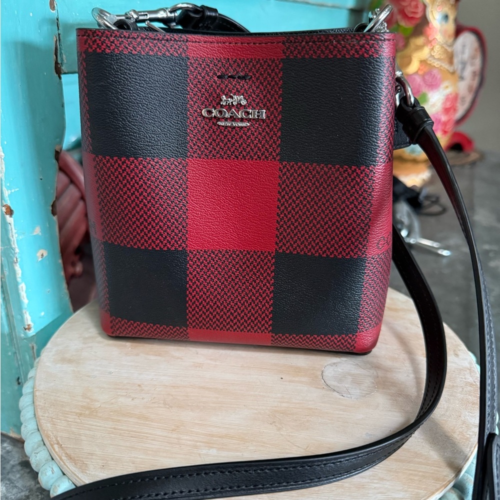 Coach Mini Red & Black Buffalo Check Crossbody